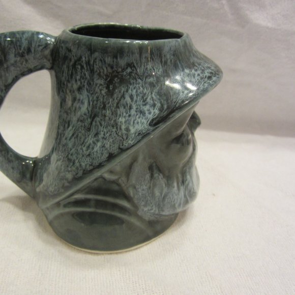 UNIQUE BERMUDA POTTERY VTG 70'S DRIP GLAZE MUG OF FISHERMAN HEAD - Picture 5 of 7